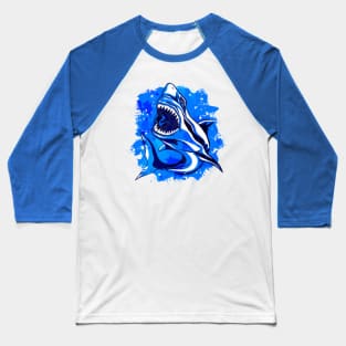 Blues Shark In Deep Blue Sea Baseball T-Shirt